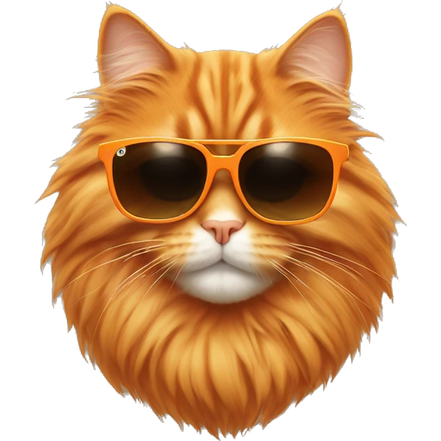 Orange floofy cat with sunglasses emoji