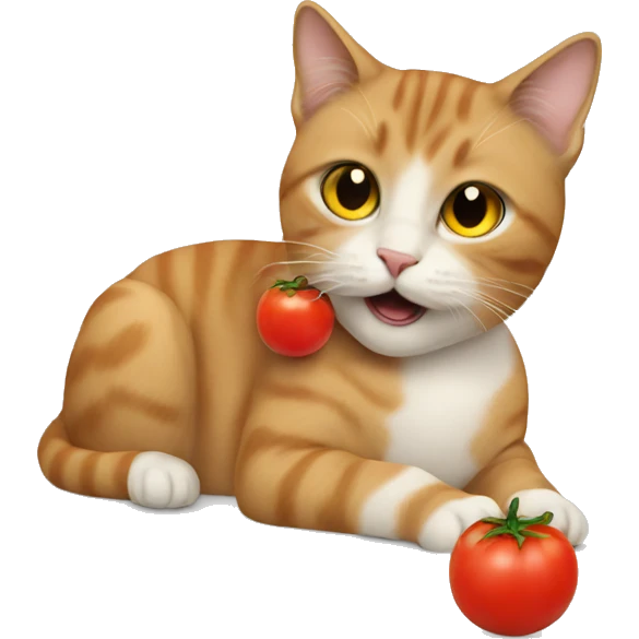 Cat eating tomato emoji