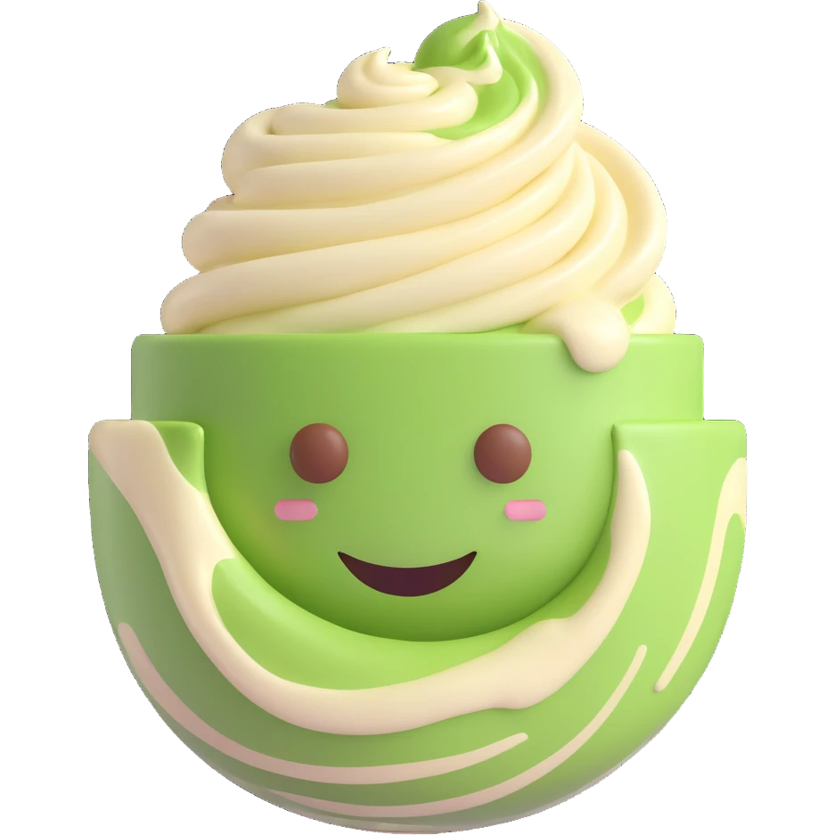 vanilla matcha 3D emoji style swirled green and cream glossy look emoji