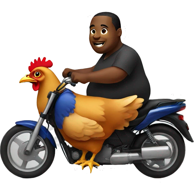 Fat black man riding a chicken emoji
