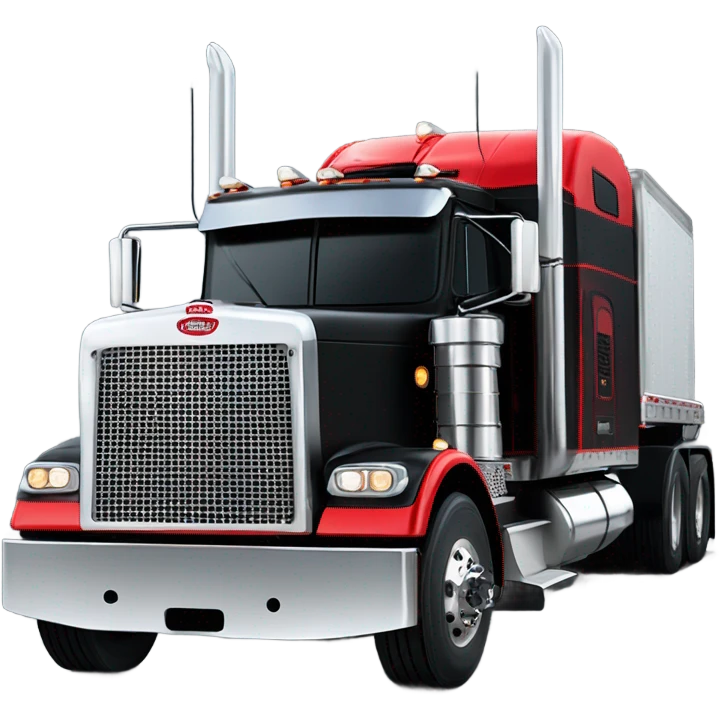 Peterbilt 389 black with red frame with flat top and slash cut exhaust stacks and dual rear tires and flat bumper emoji