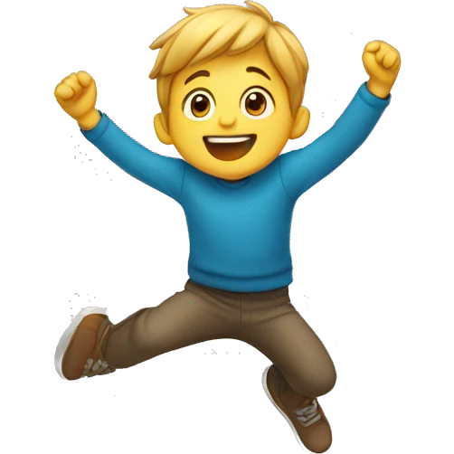 child is jumping with his arms up emoji