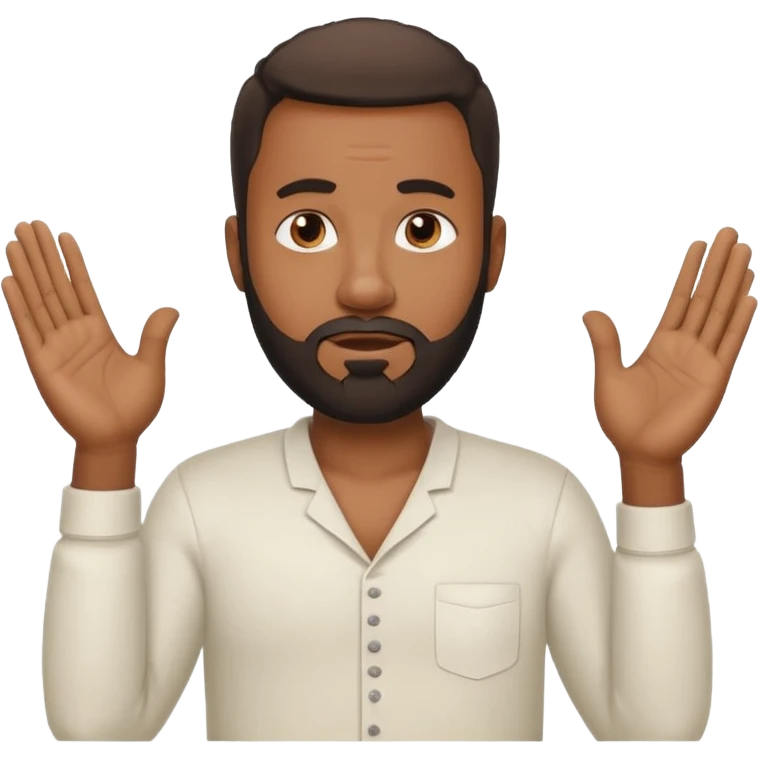 BLACK MAN WITH LOW CUT BEARD SAYING WHO CARES?! MOTIONING HANDS  emoji