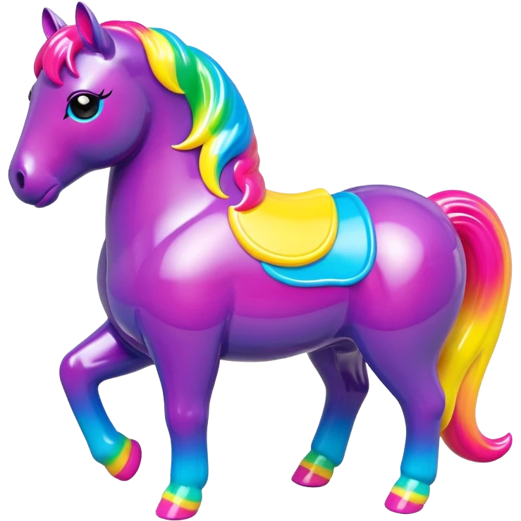  Lisa Frank style  vinyl fat horse toy figure  emoji