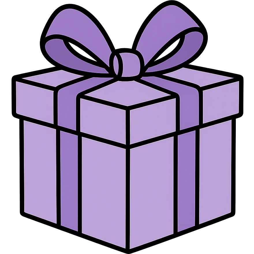 A lavender gift present for a woman, with a bow, in the same style as the reference images, with no background emoji