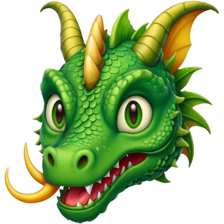 an old dragon with drooping eyes, long whiskers, and cracked horns, emoji style emoji