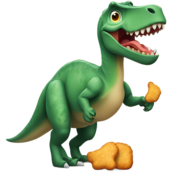 dinosaur holding a dino chicken nugget emoji