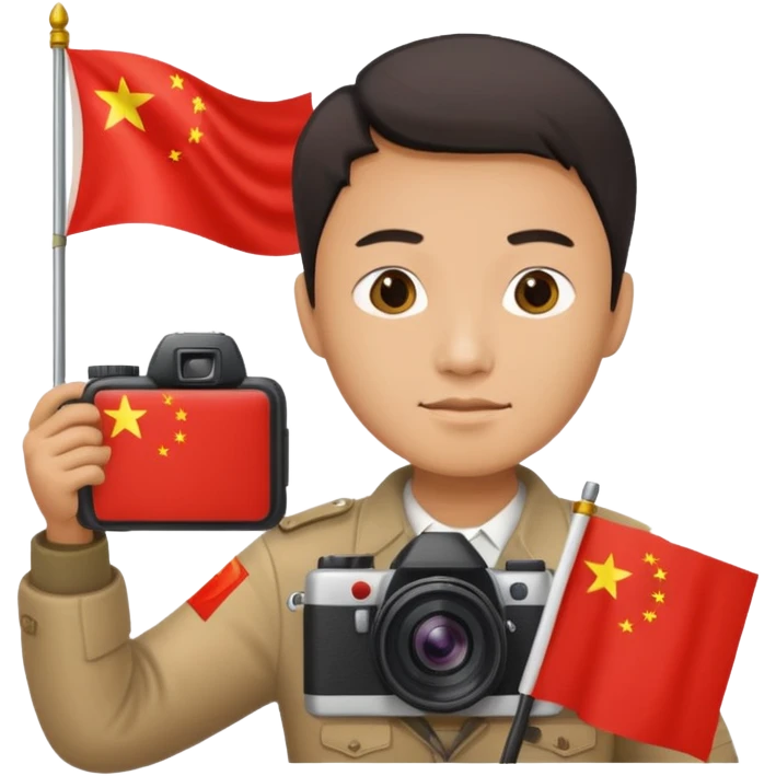 A Chinese man with a Chinese flag and a camera emoji