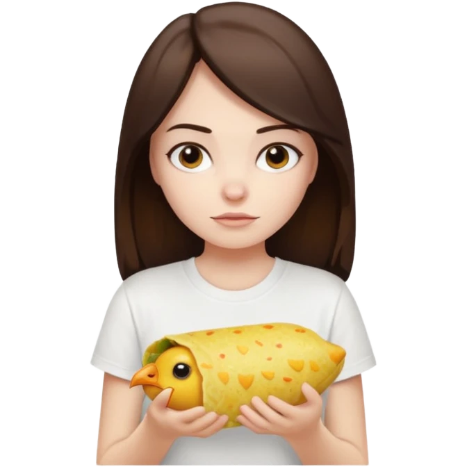 Girl with DARKBROWN  hair "resting chicken burrito face" emoji