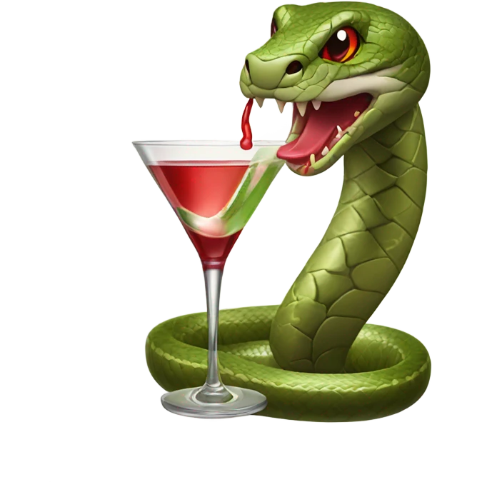 a snake with a martini and a good lipstick emoji