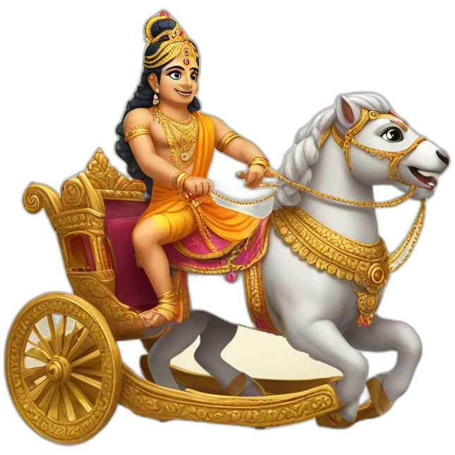 Krishna riding the chariot with Arjun emoji