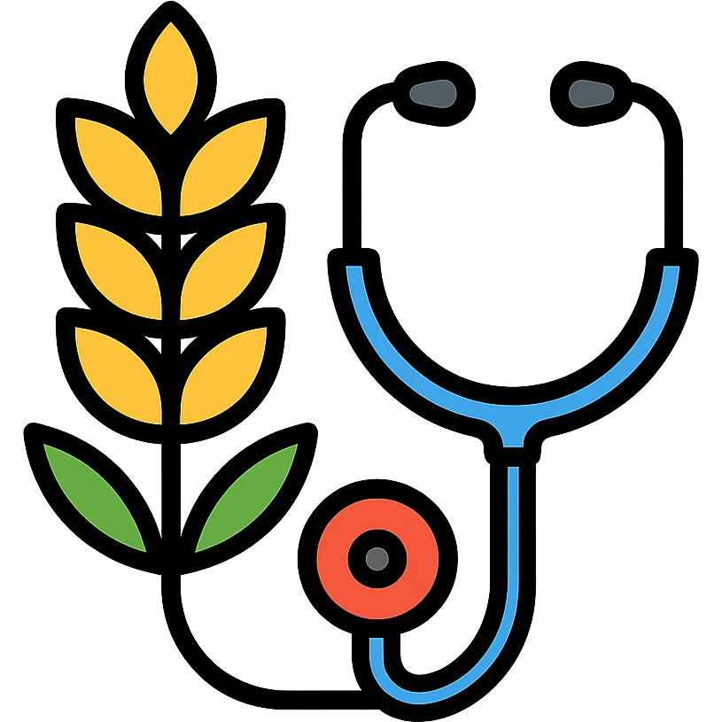 wheat stalk and medical stethoscope merged into one color outline icon emoji