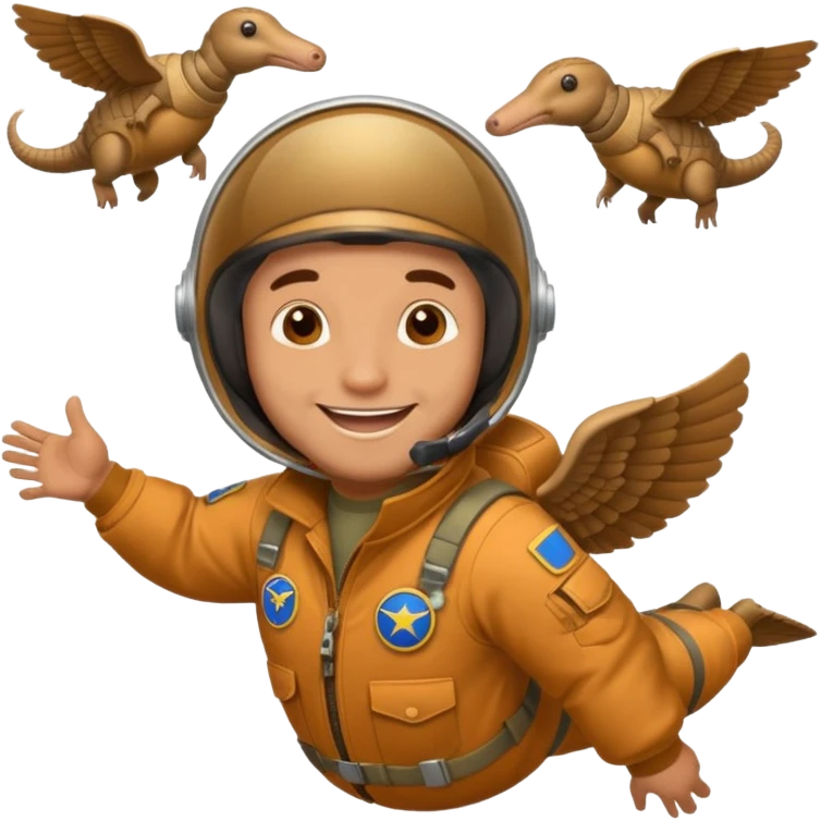 Man flying in the sky of armadillos emoji
