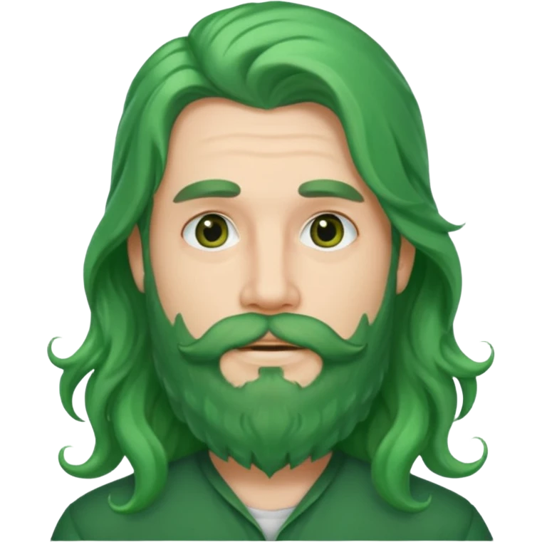 green long wavy hair and beard man emoji