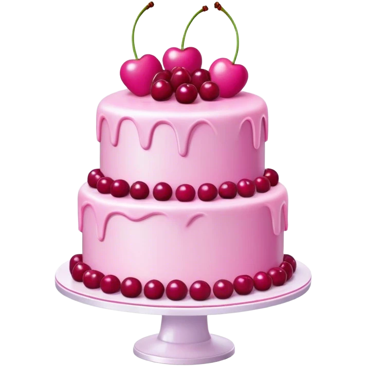 Pink Barbie cake with cherries on top, highly detailed  emoji