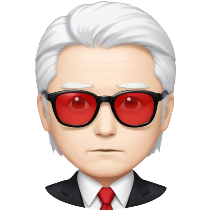 Satoru Gojo from Jujutsu Kaisen with white hair, black suit, red tie, and sunglasses emoji