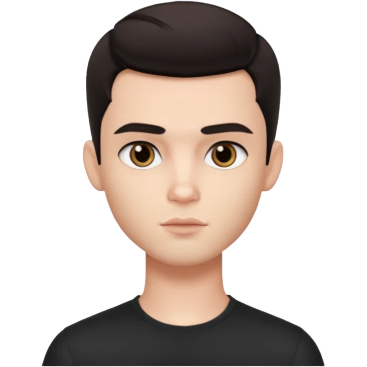 pretty handsome bratz man, dark eyes,  short dark hair, dark eyes, pale skin, defined jawline emoji