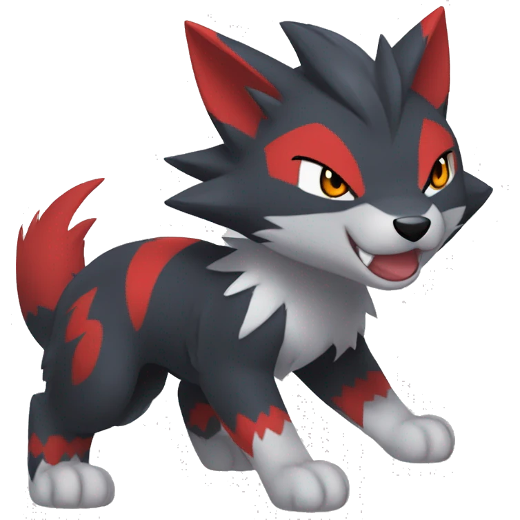 Black Cool Edgy Anthro Quilava Litten Zoroark Zorua Fakémon  with White and Red Edgy markings emoji