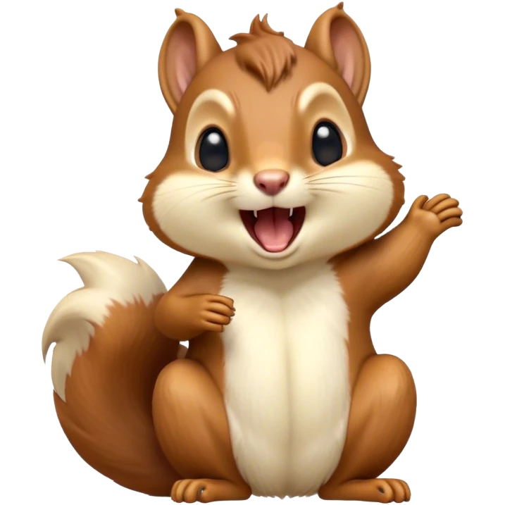 Cinematic Cute Yawning Squirrel Portrait Emoji, Head tilted slightly with a dramatic, wide-open yawn, showcasing a soft, downy auburn Fur with a fluffy tail and delicate cream accents, round eyes barely open in drowsy contentment, Simplified yet irresistibly adorable features, highly detailed, glowing with a soft, cozy glow, high shine, relaxed yet expressive, stylized with a touch of woodland charm, bright and endearing, soft glowing outline, capturing the essence of a sleepy yet affectionate squirrel, so drowsy it feels like it could scamper out of the screen and curl up for a nap! emoji