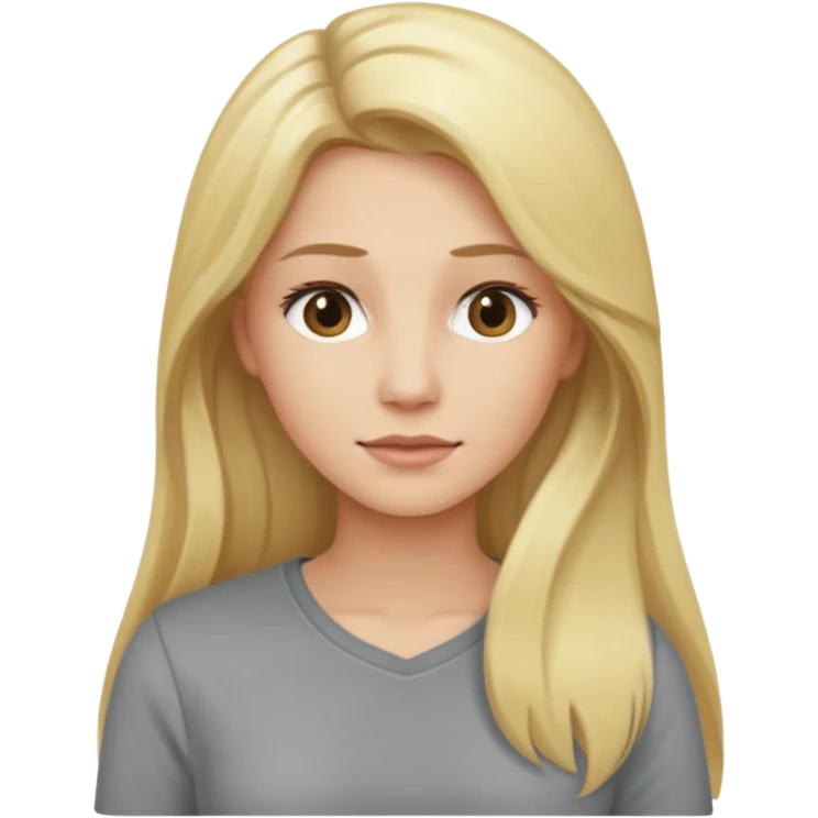 woman with long blonde hair, wear grey shirt emoji