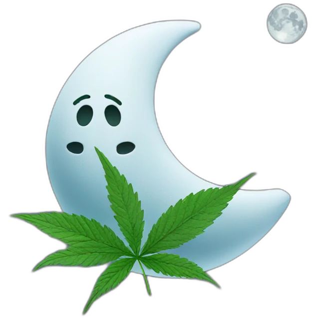 Moon holds cannabis emoji