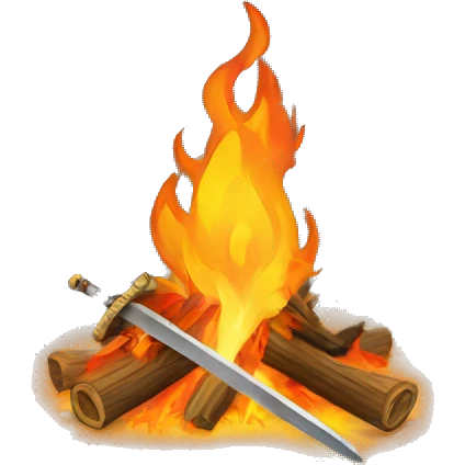  bonfire with a sword coming out of the flames emoji