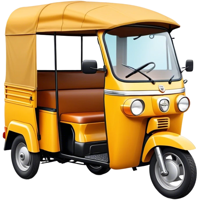 Cinematic Realistic Tuk Tuk Emoji, depicted as a vibrant iconic three-wheeled vehicle with bold colors and a compact design, rendered with crisp textures and dynamic urban lighting that captures its quintessential Thai charm. emoji