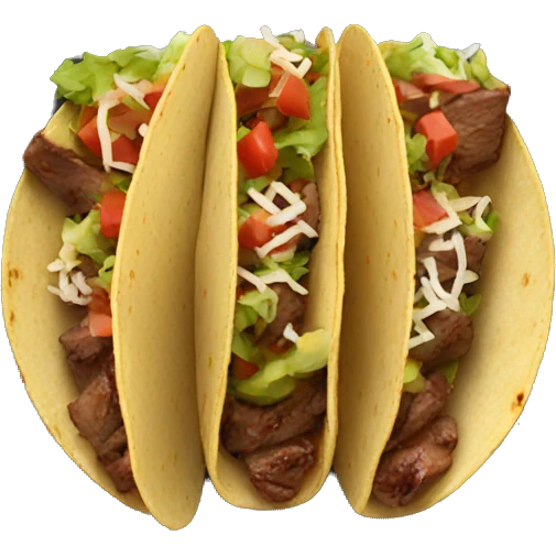 Three Steak tacos on a plate emoji