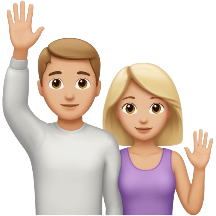 heterosexual couple backs to the viewer waving emoji
