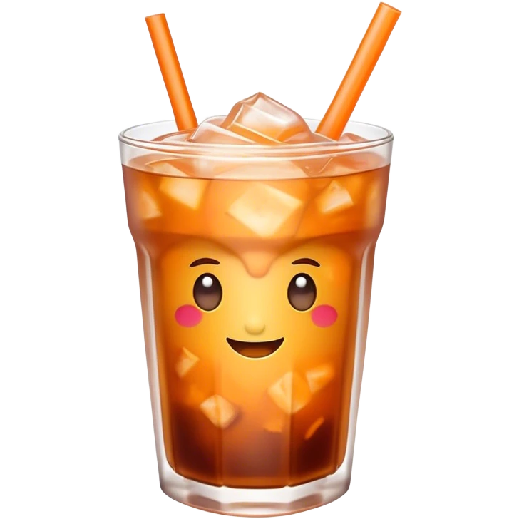 Cinematic Realistic Thai Ice Tea Drink Emoji, depicted as a chilled glass of sweet, creamy iced tea rendered with vivid textures and refreshing, dynamic lighting. emoji