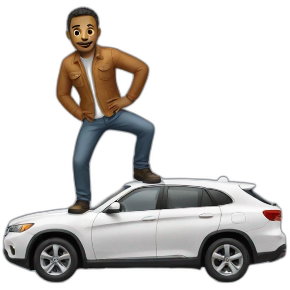 Man standing on a car emoji