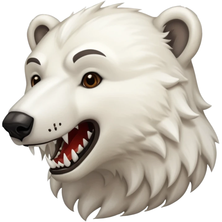 Polar bear with brown fur, saber fangs and a wolf’s tail emoji