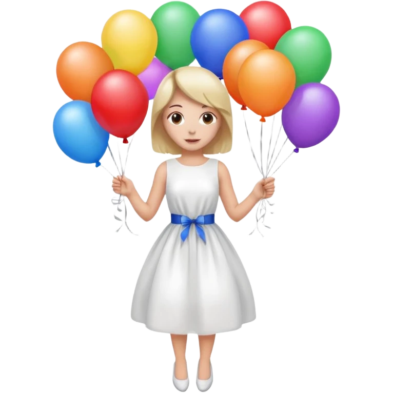 Birthday Female with ballons in white dress emoji