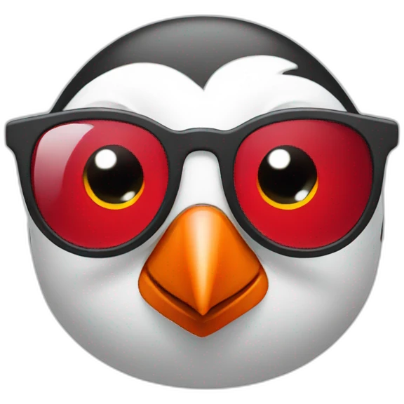 Red penguin with glasses emoji