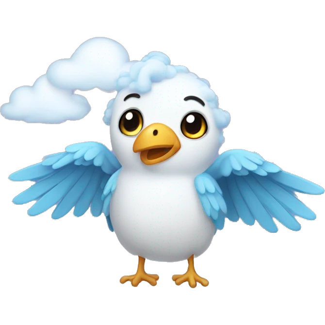 Cute bird with cloud wings  emoji