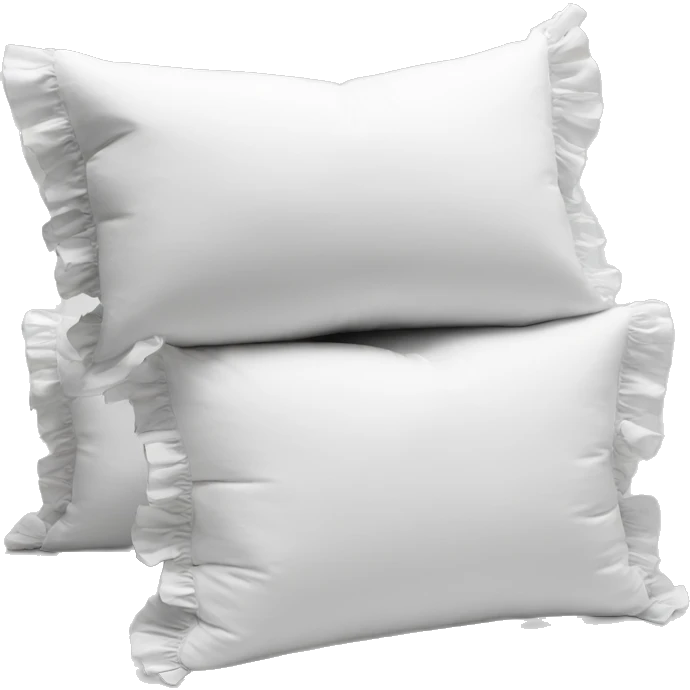 3 white pillows with ruffles different sizes emoji