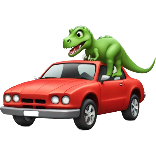 dinosaur with red car emoji