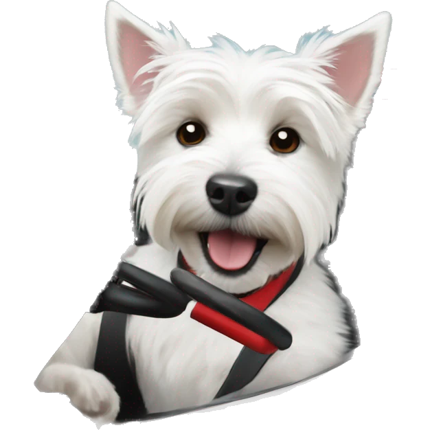Westie dog driving a go kart  emoji