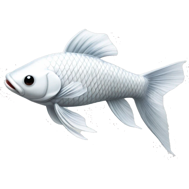 Platinum white long finned short bodied koi fish emoji