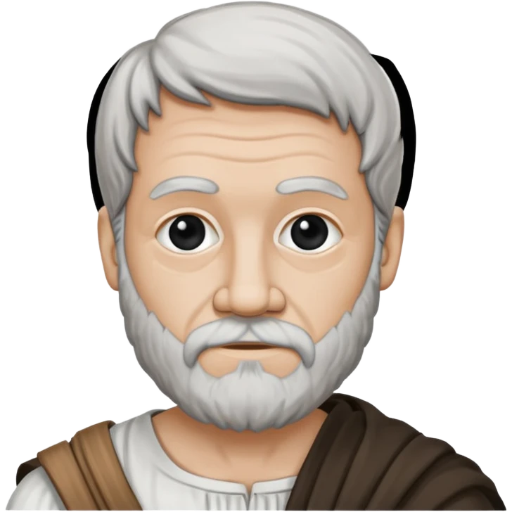 Aristotle portrait, hand-drawn look, as a black-and-white sketch emoji