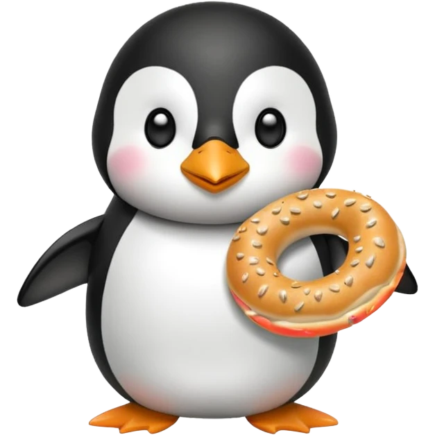penguin holding bagel emoji