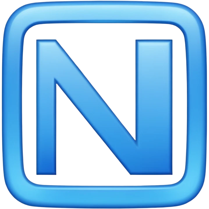 capital letter "N" printed in blue color square shape in center emoji