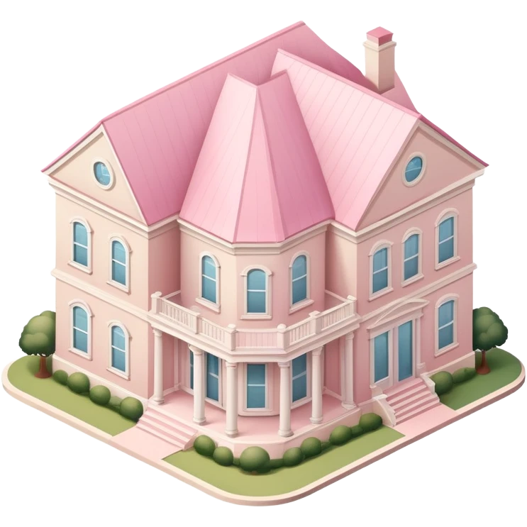 Light Pink and beige southern coastal manor house isometric  emoji