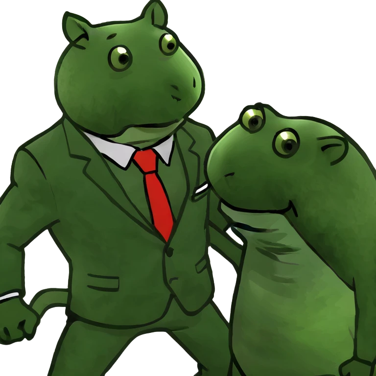pig man fighting rat man in a suit emoji