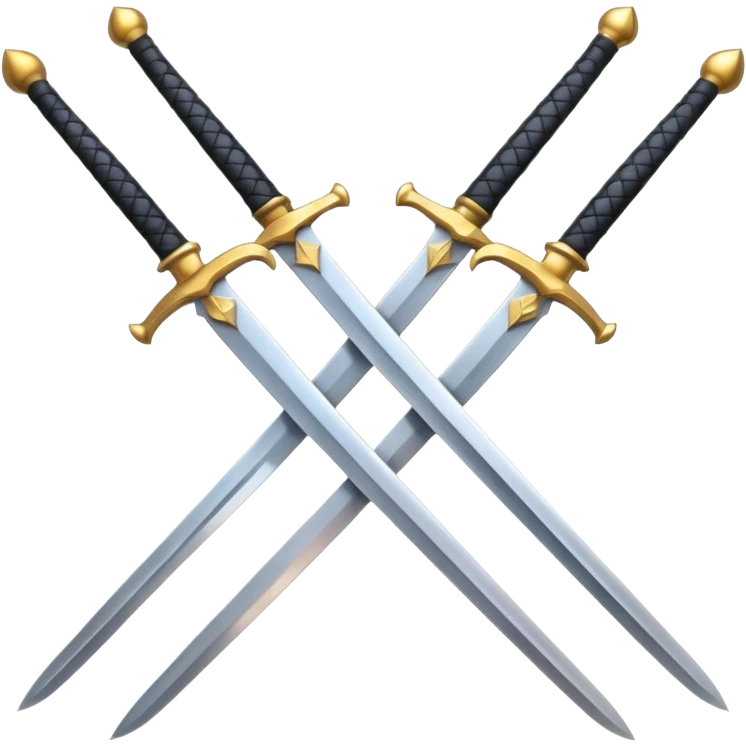 two crossed swords with shiny blades, representing PvP combat, modern emoji style emoji