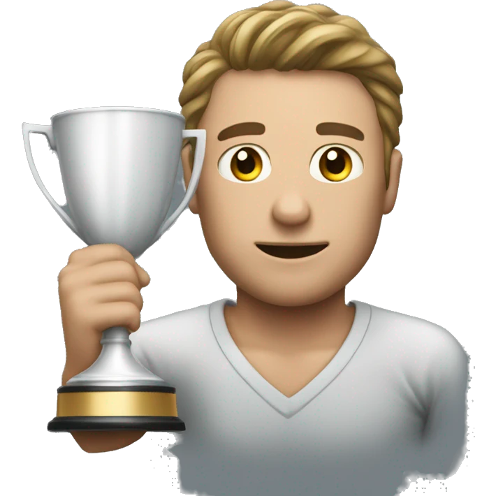 a man wth a chempion cup emoji
