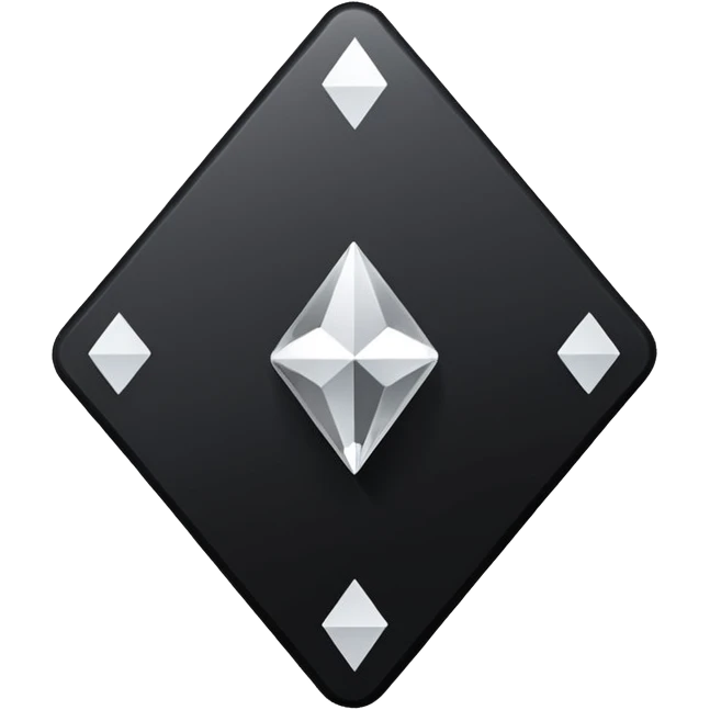 3d diamond shape matte black. diamond shape like on a playing card emoji