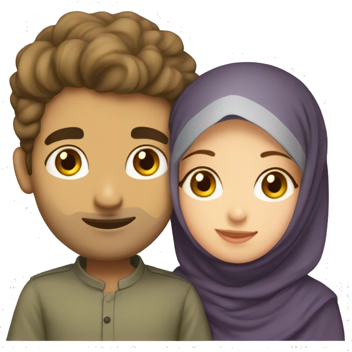 A Pakistani guy kissing a light skinned Pakistani hijabi girl emoji