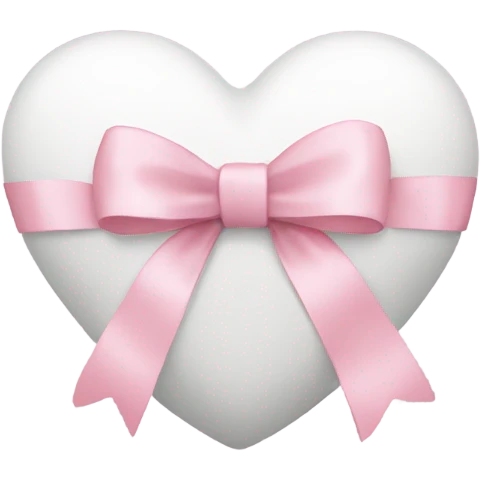 white heart with light pink ribbon bow emoji