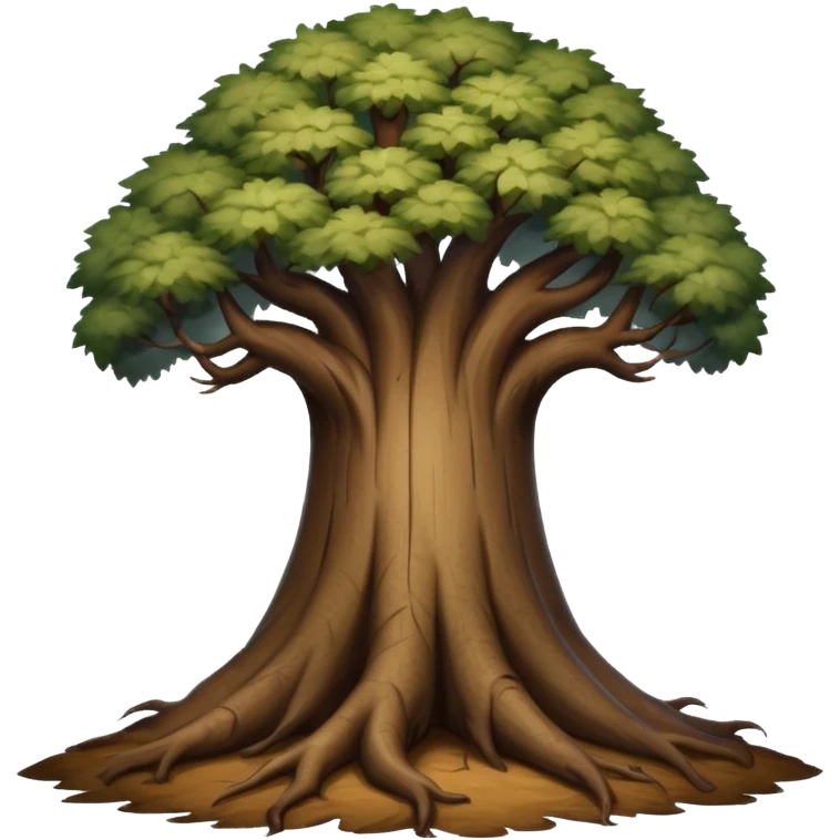 درختی بزرگ و قوی در یک جنگل مه آلود و تیره emoji